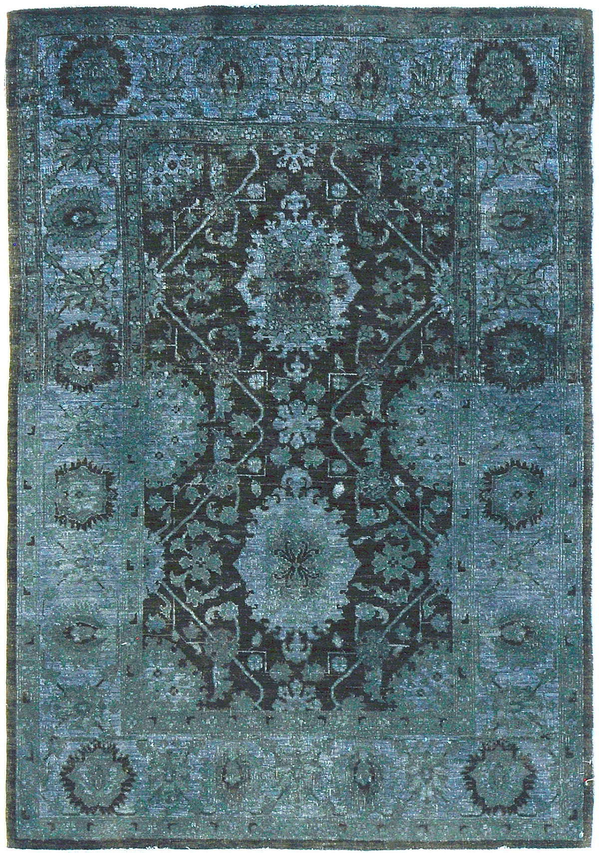 Overdyed Distressed Mahal Design Rug - one-of-a-kind handmade area rug