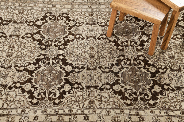 Vintage Style Antique Revival Rug - artisan revival weave - reverse side showing construction [#5]