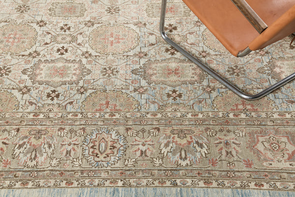 Natural Dye Tabriz Revival Rug Bliss - artisan revival weave - full length showing color variation [#2]