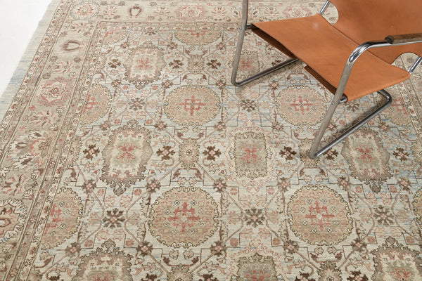Natural Dye Tabriz Revival Rug Bliss - artisan revival weave - detailed border and fringe [#2]