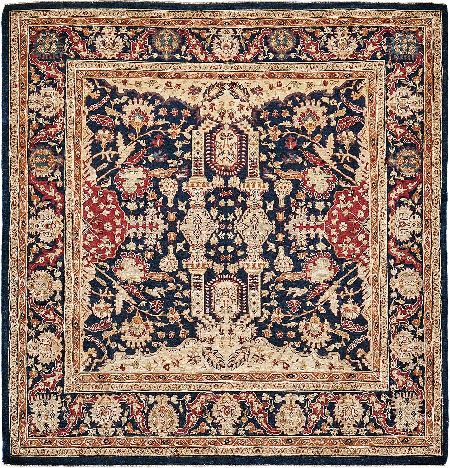 Natural Dye Sarouk Farahan Style Rug Square Rug