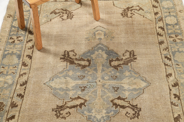 Vintage Turkish Anatolian Rug - hand-knotted in Turkey - overhead flat lay view [#11]