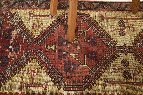 Vintage Turkish Anatolian Runner - hand-knotted in Turkey - overhead flat lay view [#28]