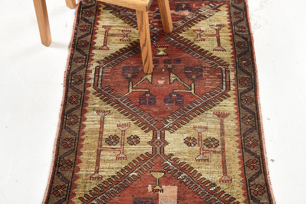 Vintage Turkish Anatolian Runner - hand-knotted in Turkey - close-up of weave texture and pile [#28]