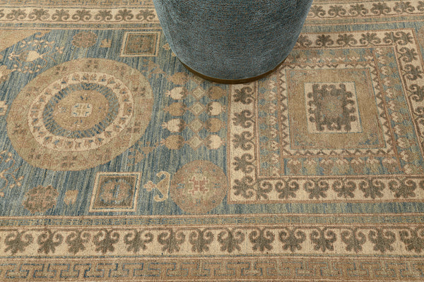 18th Century Khotan Design Revival - 18th-century, East Turkestan Khotan - detailed border and fringe (2)