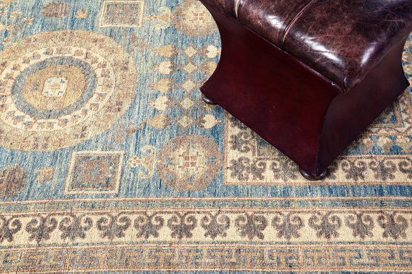 Vintage Style Khotan Revival Runner - East Turkestan Khotan - full length showing color variation [#11]