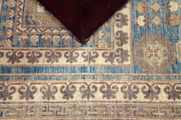 Vintage Style Khotan Revival Runner - East Turkestan Khotan - close-up of weave texture and pile [#11]
