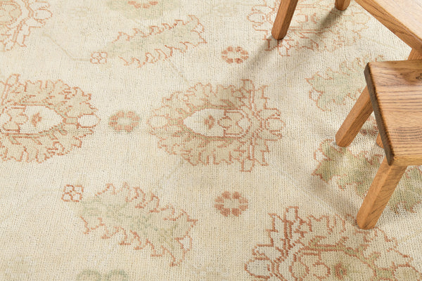 Turkish Oushak Revival Rug - hand-knotted in Turkey - full length showing color variation [#37]