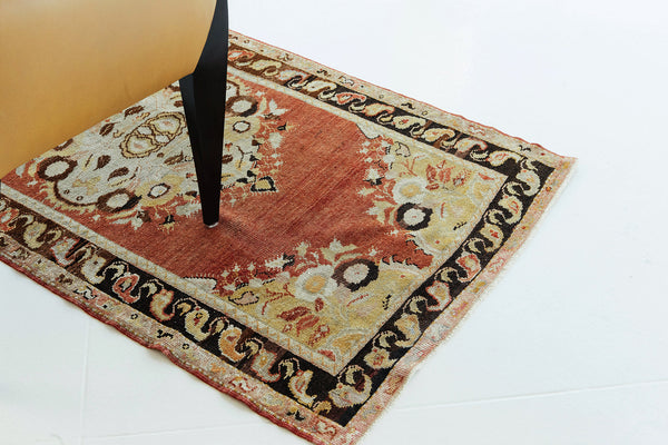 Vintage Turkish Anatolian Rug - hand-knotted in Turkey - styled in room setting [#9]