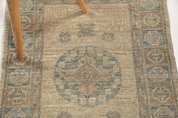 18th Century Khotan Design Revival - 18th-century, East Turkestan Khotan - close-up of weave texture and pile [#16]