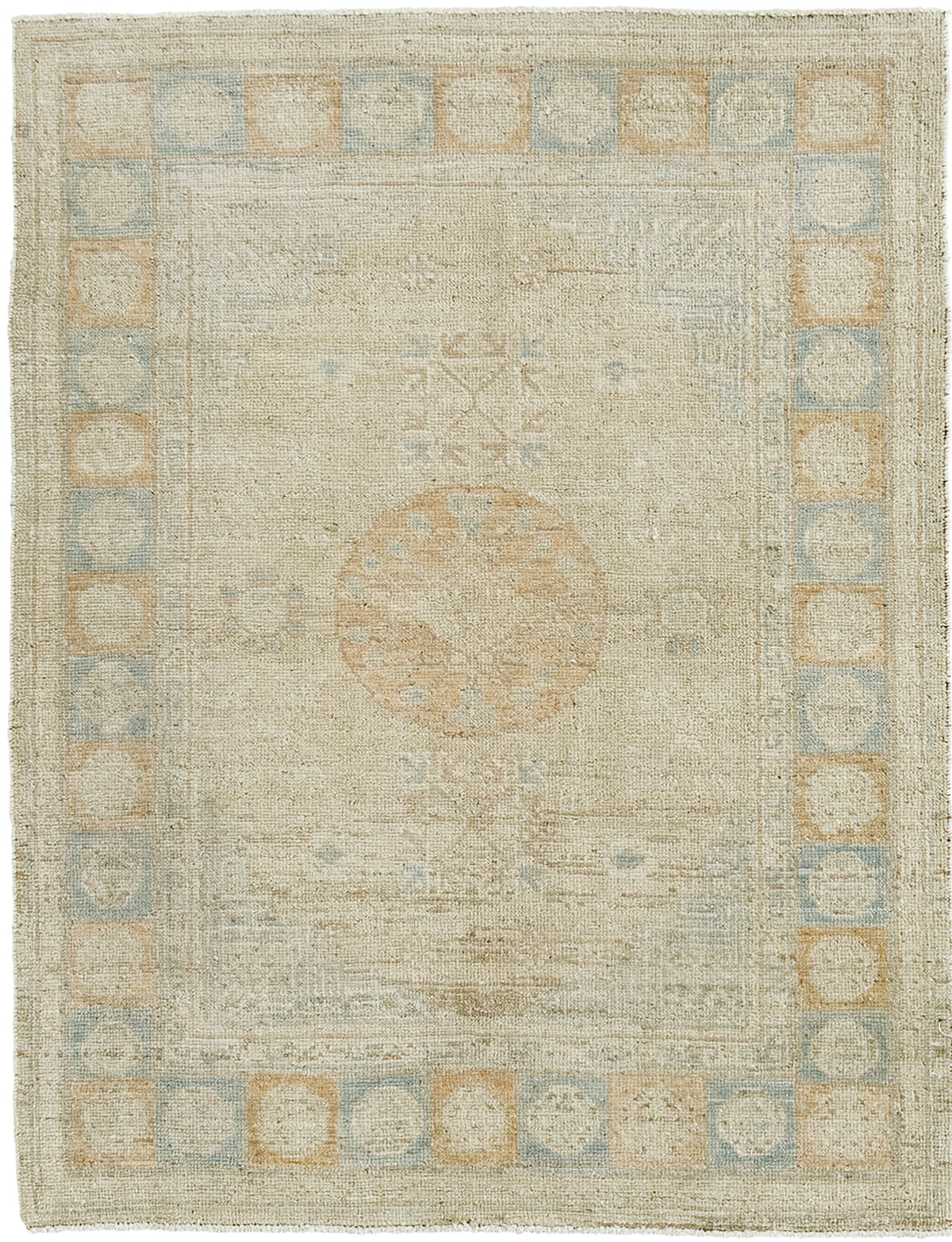 18th Century Khotan Design Revival - 18th-century, East Turkestan Khotan - one-of-a-kind handmade area rug [#14]
