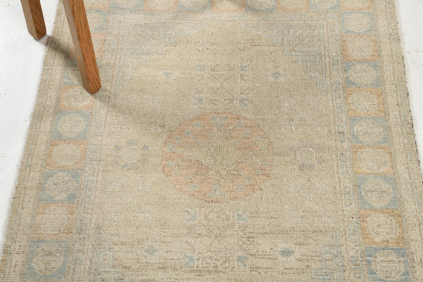 18th Century Khotan Design Revival - 18th-century, East Turkestan Khotan - close-up of weave texture and pile [#14]