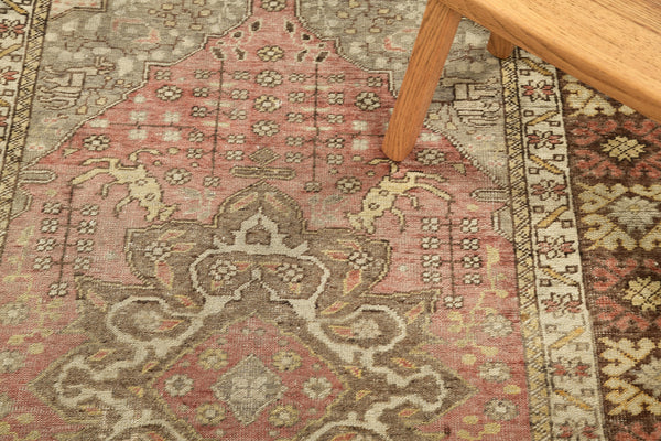 Vintage Turkish Anatolian Rug - hand-knotted in Turkey - close-up of weave texture and pile [#77]