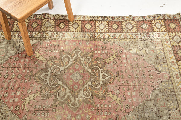 Vintage Turkish Anatolian Rug - hand-knotted in Turkey - overhead flat lay view [#77]