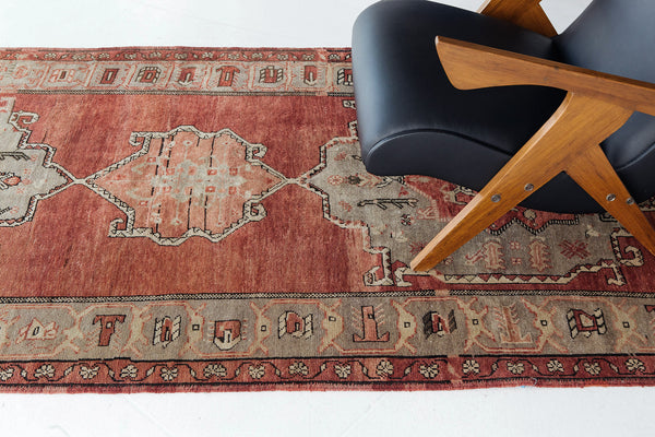 Vintage Turkish Anatolian Runner - hand-knotted in Turkey - overhead flat lay view [#17]