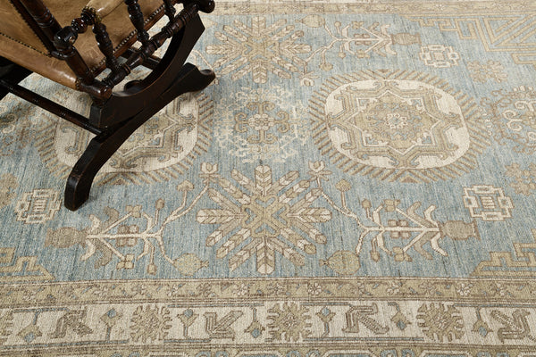 Khotan, Vintage Style Safira Collection - East Turkestan Khotan - detailed border and fringe [#3]
