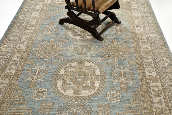 Khotan, Vintage Style Safira Collection - East Turkestan Khotan - close-up of weave texture and pile [#3]