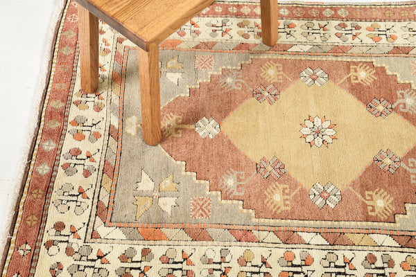 Vintage Turkish Anatolian Rug - hand-knotted in Turkey - overhead flat lay view [#88]