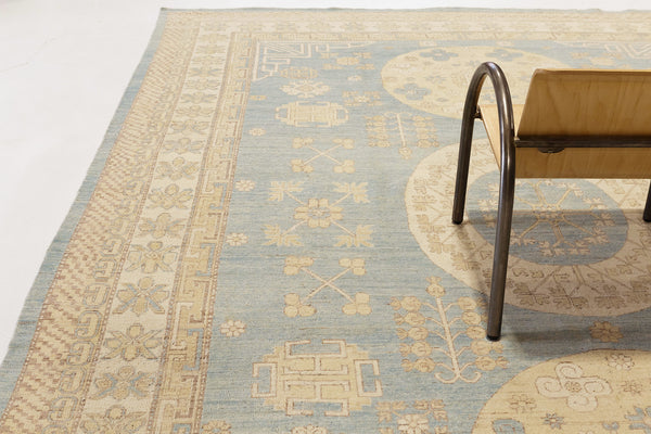 18th Century Khotan Design Revival Rug - 18th-century, East Turkestan Khotan - full length showing color variation [#2]