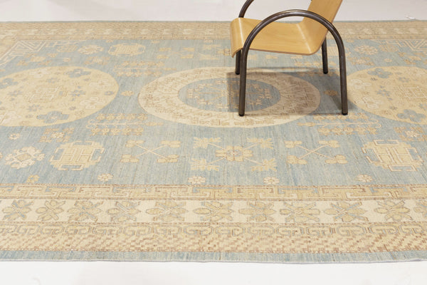 18th Century Khotan Design Revival Rug - 18th-century, East Turkestan Khotan - detailed border and fringe [#2]