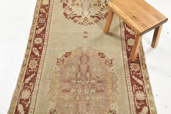 Vintage Turkish Anatolian Runner - hand-knotted in Turkey - close-up of weave texture and pile [#10]