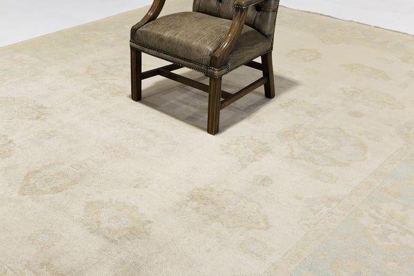 Turkish Oushak Revival Rug - hand-knotted in Turkey - styled in room setting [#27]