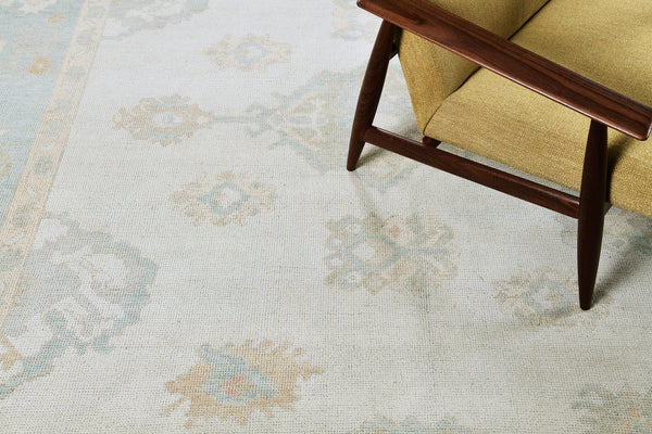 Turkish Oushak Revival Rug - hand-knotted in Turkey - full length showing color variation [#39]