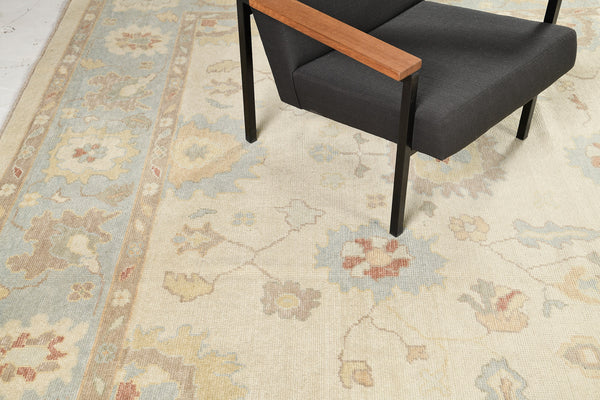 Turkish Oushak Revival Rug - hand-knotted in Turkey - full length showing color variation [#20]