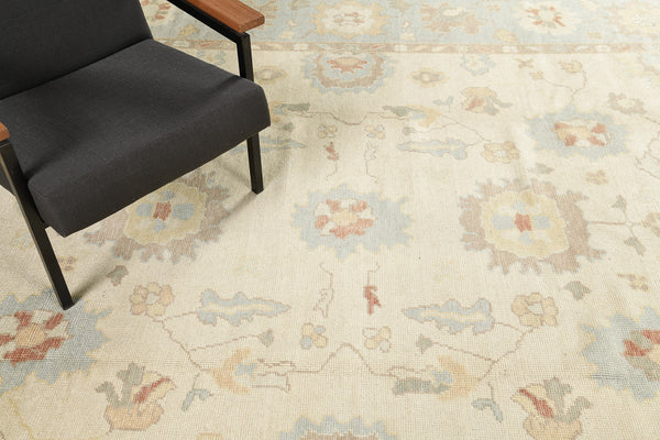 Turkish Oushak Revival Rug - hand-knotted in Turkey - styled in room setting [#20]