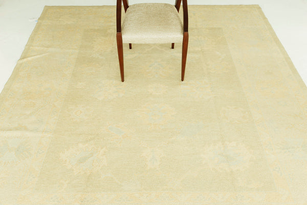 Turkish Oushak Revival Rug - hand-knotted in Turkey - styled in room setting [#17]