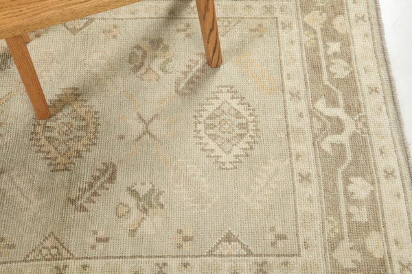 Turkish Oushak Revival Rug - hand-knotted in Turkey - overhead flat lay view [#8]