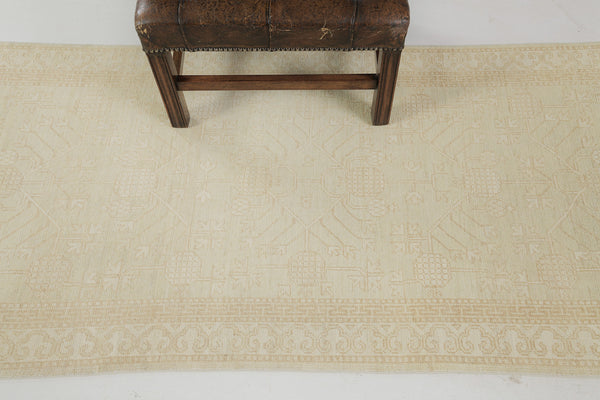 Vintage Style Khotan Revival Runner - East Turkestan Khotan - detailed border and fringe [#10]