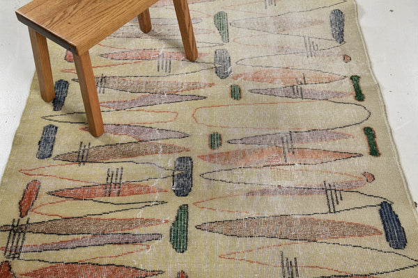 Vintage Turkish Anatolian Rug - hand-knotted in Turkey - detailed border and fringe [#69]