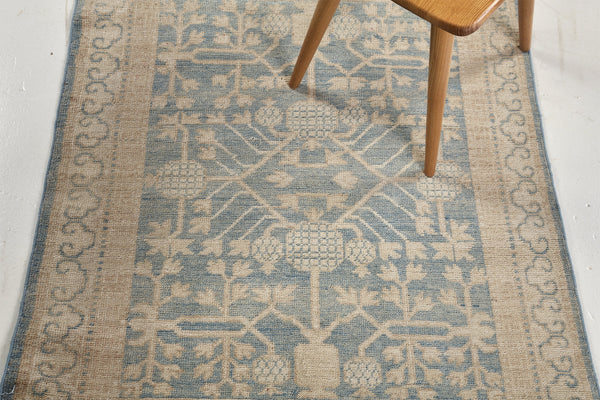 18th Century Khotan Design Revival Safira - 18th-century, East Turkestan Khotan - detailed border and fringe [#1]
