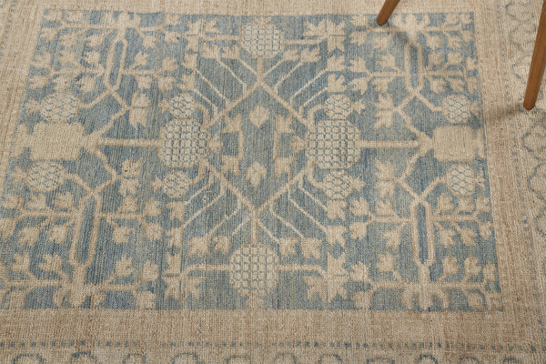 18th Century Khotan Design Revival Safira - 18th-century, East Turkestan Khotan - close-up of weave texture and pile [#1]