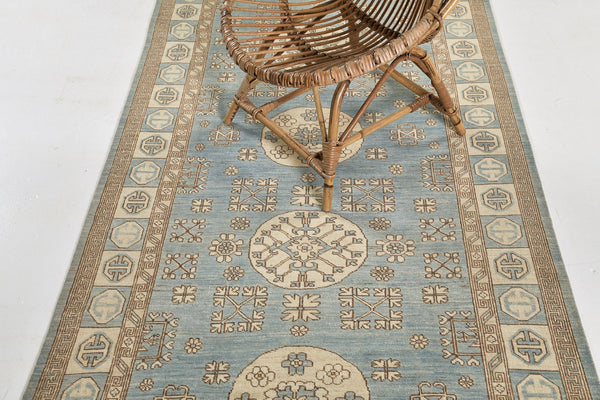 Vintage Style Khotan Revival Runner - East Turkestan Khotan - close-up of weave texture and pile [#13]