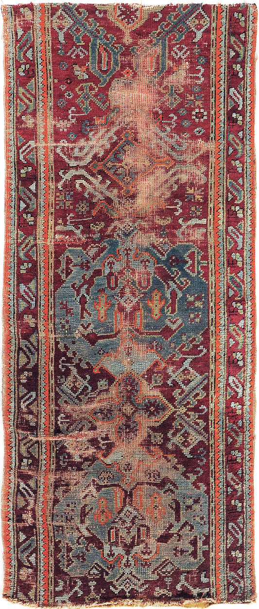 Worn Out Antique Turkish Oushak Runner
