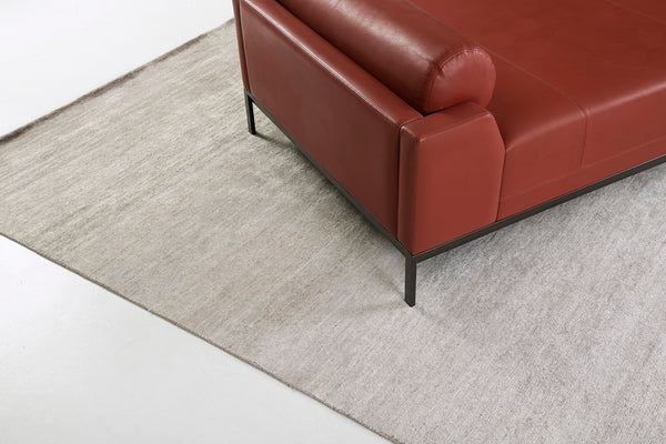 Solid Design Bamboo Silk Rug Dara - pure silk - detailed border and fringe