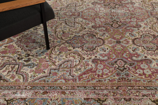 Persian Rug 4377 Vintage Persian Yazd Rug 26044