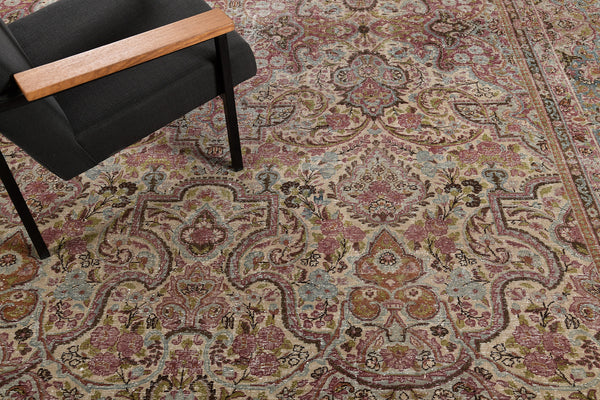 Persian Rug 4375 Vintage Persian Yazd Rug 26044
