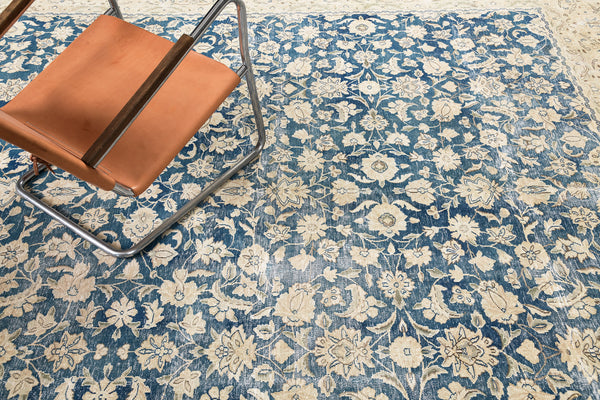 Vintage Distressed Tabriz Rug - styled in room setting
