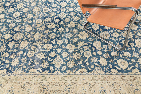Vintage Distressed Tabriz Rug - overhead flat lay view