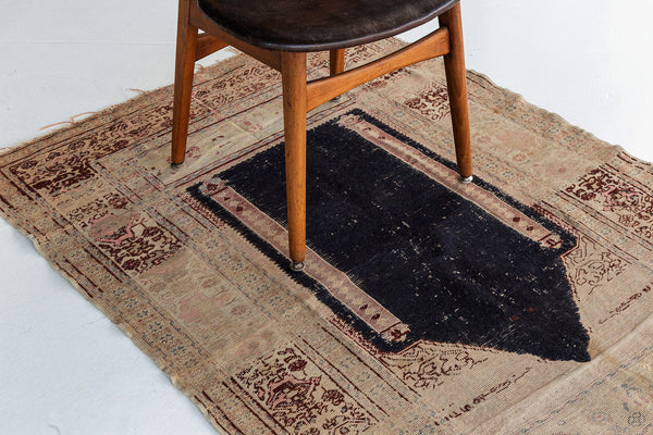 Antique Turkish Anatolian Prayer Rug - hand-knotted in Turkey - styled in room setting