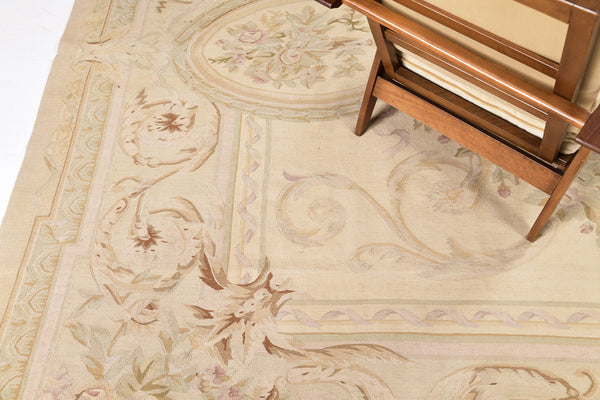 Chinese Aubusson Flat Weave - hand-knotted in China - detailed border and fringe [#3]