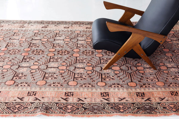 Antique Turkish Khotan Runner - East Turkestan Khotan, hand-knotted in Turkey - overhead flat lay view