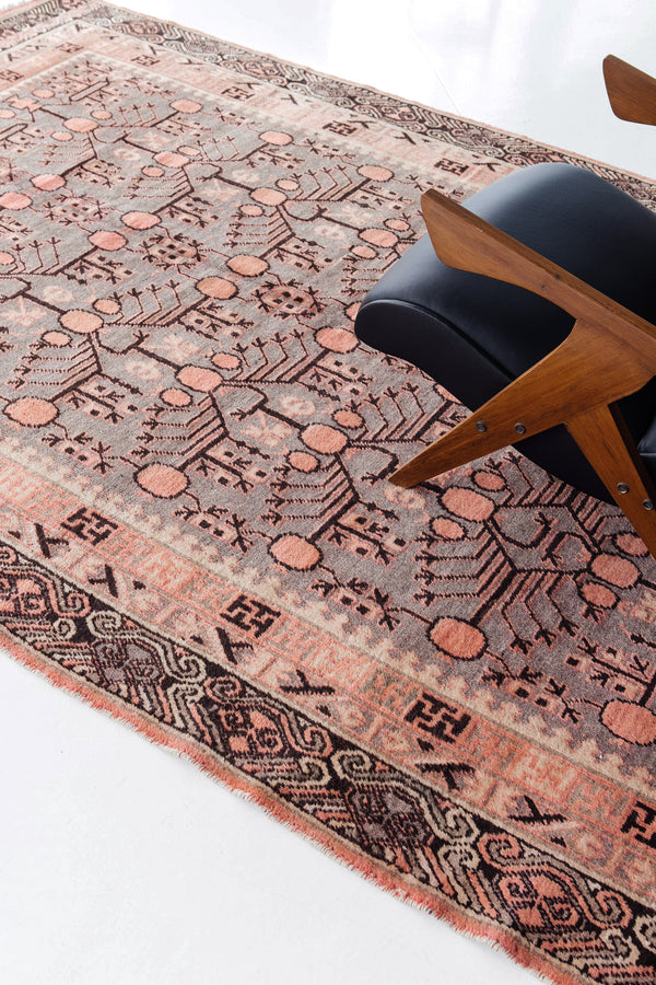 Antique Turkish Khotan Runner - East Turkestan Khotan, hand-knotted in Turkey - detailed border and fringe
