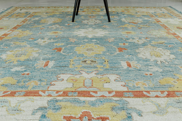 Turkish Oushak Revival - hand-knotted in Turkey - detailed border and fringe [#2]
