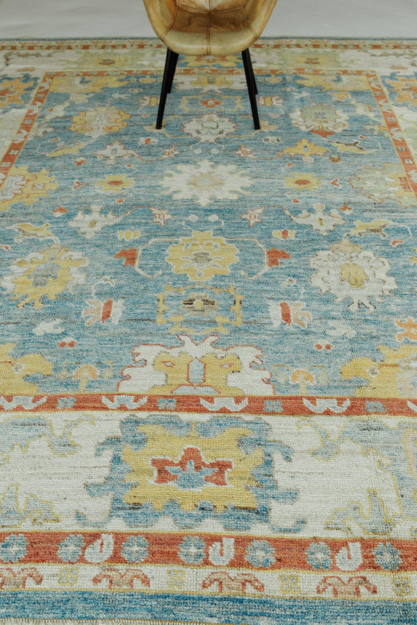 Turkish Oushak Revival - hand-knotted in Turkey - close-up of weave texture and pile [#2]