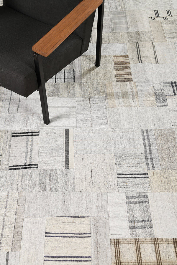 Vintage Turkish Kilim Patchwork - flat-weave kilim, hand-knotted in Turkey - styled in room setting [#1]