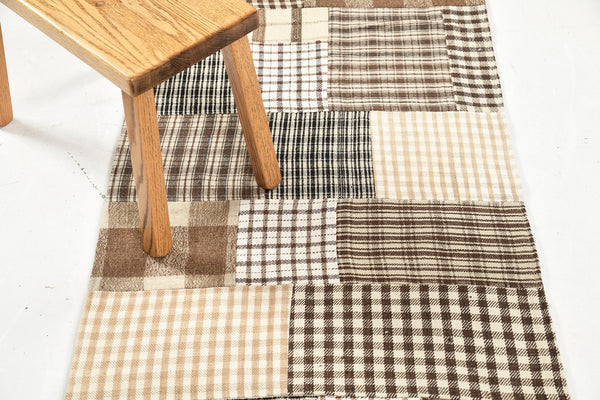 Vintage Turkish Patchwork Flat Weave Kilim - flat-weave kilim, hand-knotted in Turkey - detailed border and fringe